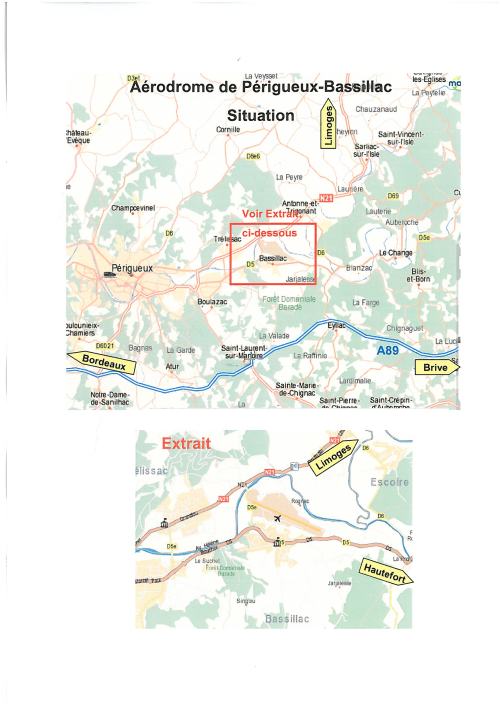 Plan de situation - Aérodrome Périgueux-Bassillac