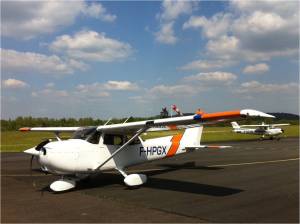 L'arrivée du cessna 172 sur le tarmac de Bassillac