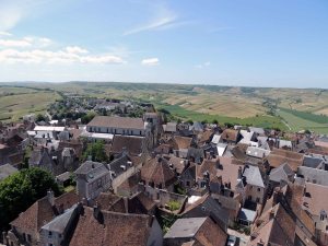  Vue du sommet de la tour des fiefs : les toits de Sancerre. 